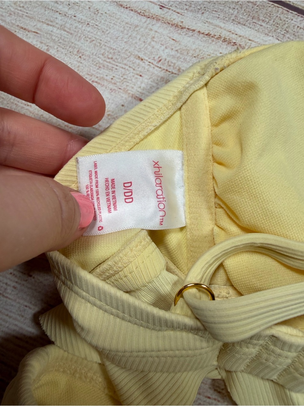 Butter Yellow Ruffle Ribbed Bikini Set with‎ Front Tie - Picture 8 of 8